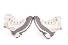 Female Gray Hiking Shoes On A White Background Royalty Free Stock Photography Female Gray Hiking Shoes On A White Background Royalty Free Stock Photography