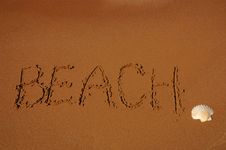 Word Beach On Sand Royalty Free Stock Photography Word Beach On Sand Royalty Free Stock Photography