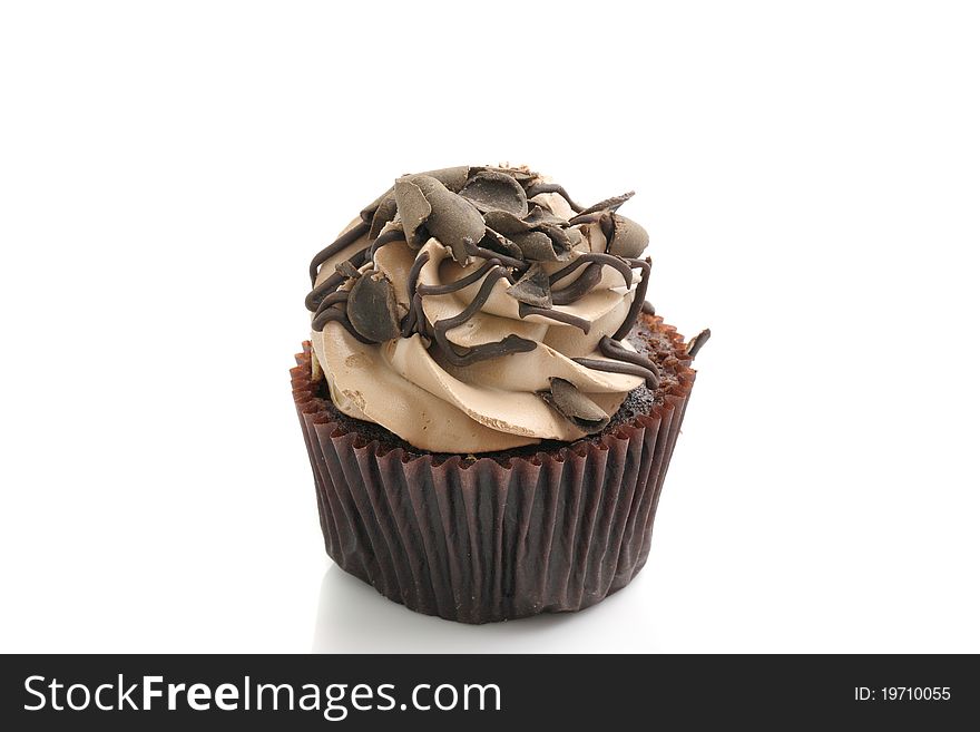 Chocolate Cup Cake Isolated In White Background