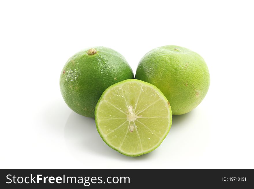 Fresh lime , lemon isolated on white