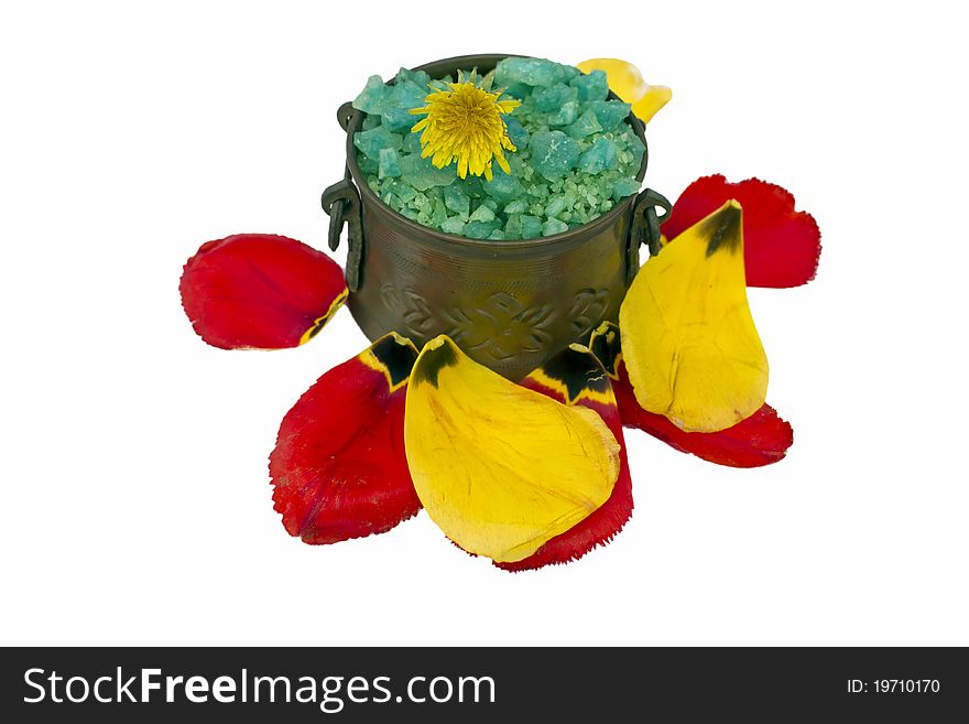 Spa subject with tulips and salt