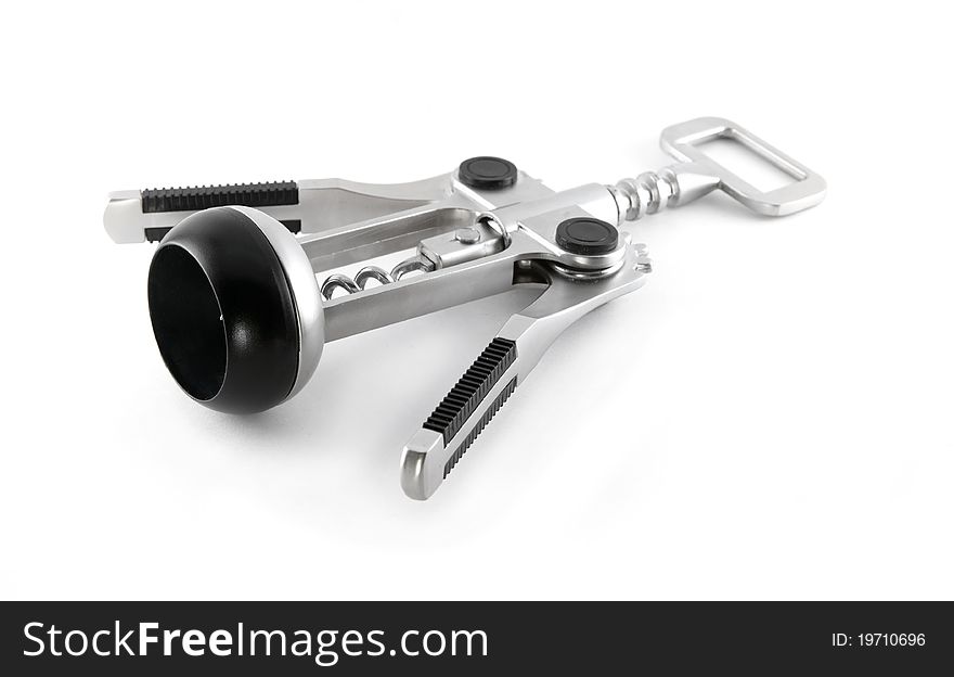 silver corkscrew isolated over white