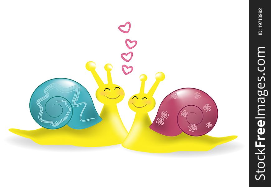 Couple of snails in love. Couple of snails in love