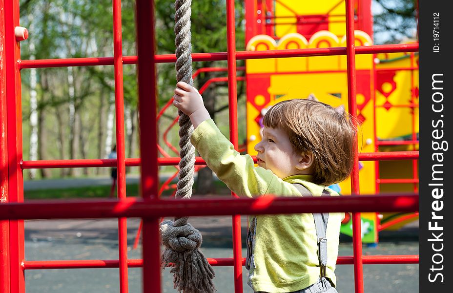 Boy having fun in playground