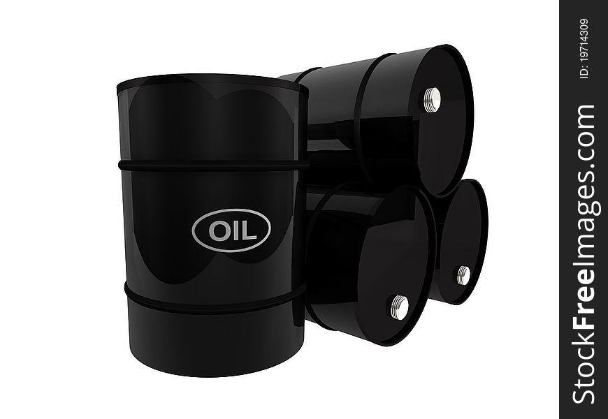 Oil barrels with mark on white background