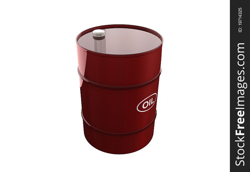Red oil barrel isolated on white.