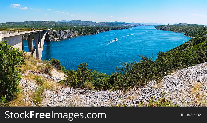 River Krka And Bridge In Croatia