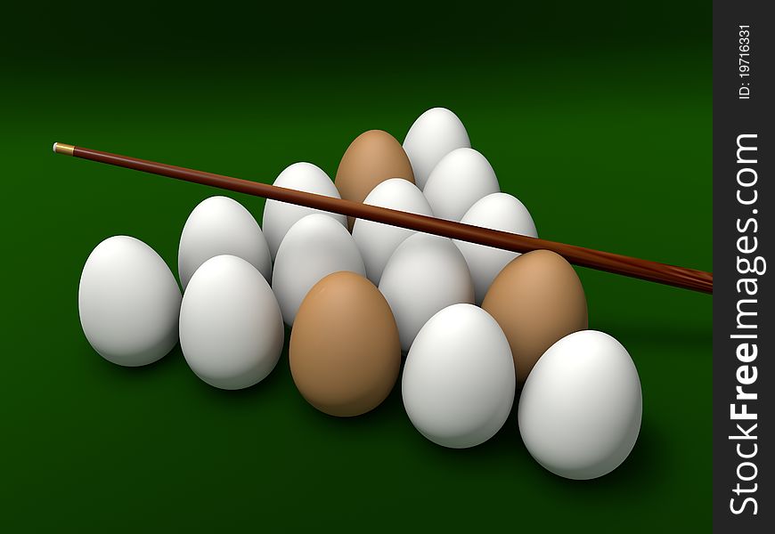 Eggs on the table for billiards