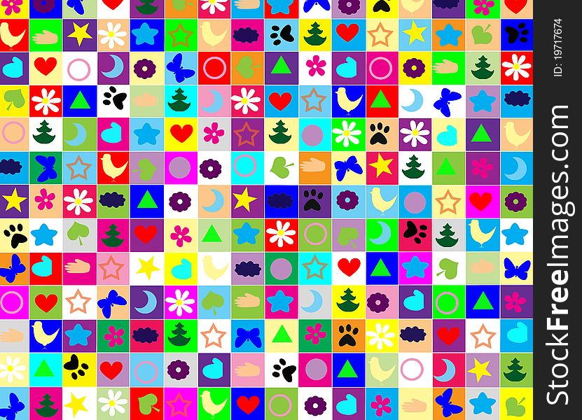 Colorful squares on a background