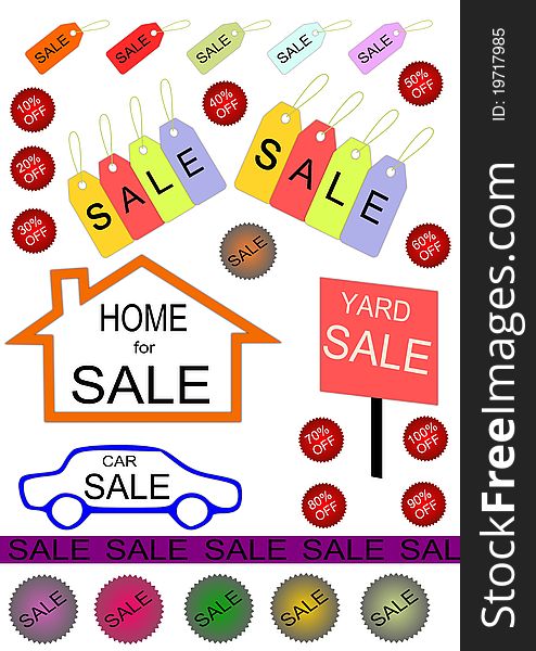 A collection of sale tags