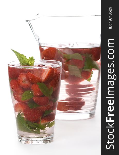 Freshness strawberry drink isolated over white. Freshness strawberry drink isolated over white