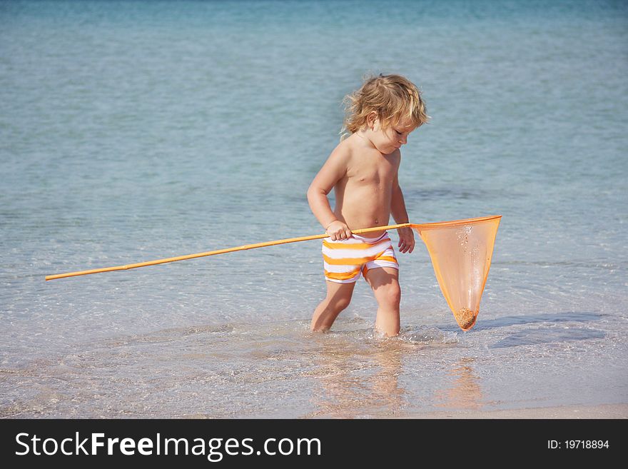Child playing in water