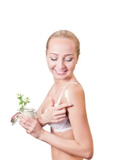 Blonde Girl With Cream Stock Photos Blonde Girl With Cream Stock Photos