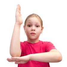 The Girl Holds A Hand Upwards Royalty Free Stock Photography The Girl Holds A Hand Upwards Royalty Free Stock Photography