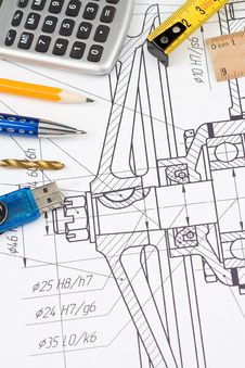 Pen, Pencil, Flash Memory And Calculator Royalty Free Stock Photos Pen, Pencil, Flash Memory And Calculator Royalty Free Stock Photos