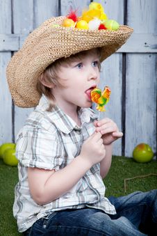 Child With Lollipop Stock Image