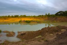 Land And A Large Pond. Royalty Free Stock Photography