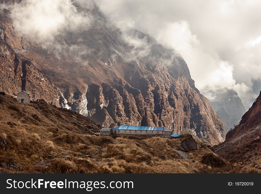 Machhapuchhre Base Camp near Pokhara in Nepal.