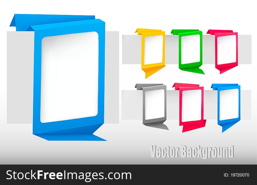 Set with colorful origami paper banners. Vector