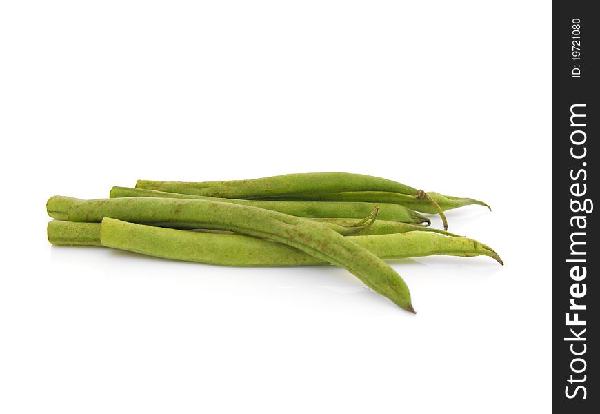 Green beans isolated on a white background.