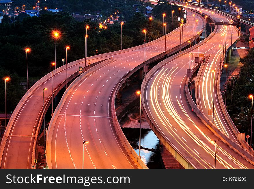 A nightscene highway in Kuala Lumpur,Malaysia. A nightscene highway in Kuala Lumpur,Malaysia.