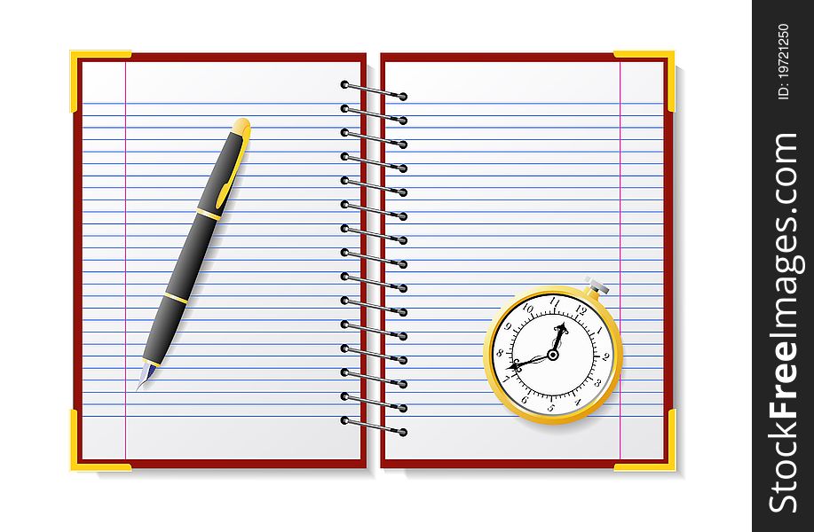 Notepads, pens and watches are shown in the picture. Notepads, pens and watches are shown in the picture.