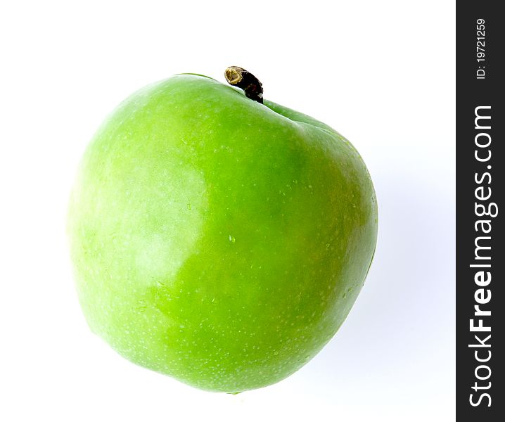 One green apple isolated on white background.