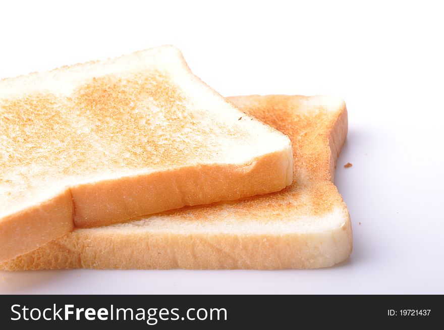 Two pieces slide of bread isolated on the white background.