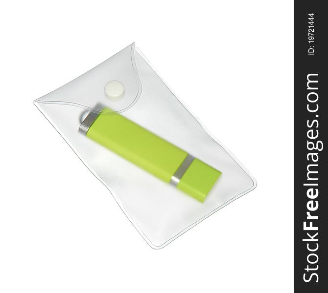 Green Flash Drive In Plastic Case