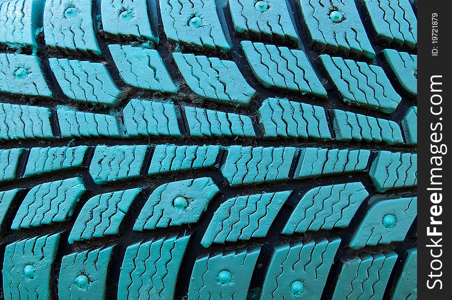 Protector of tire of the turquoise color. Protector of tire of the turquoise color