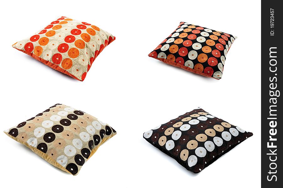 Four cushions with handmade texture. Four cushions with handmade texture