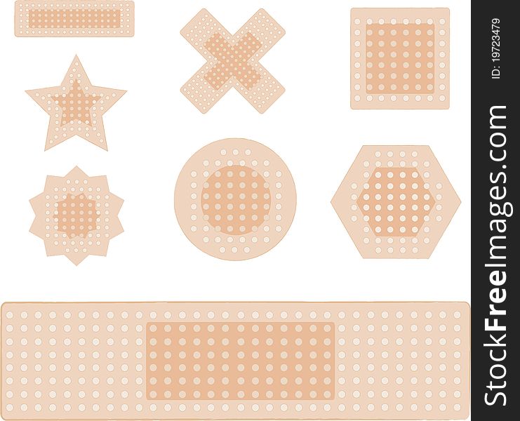 Set of plasters isolated on white background