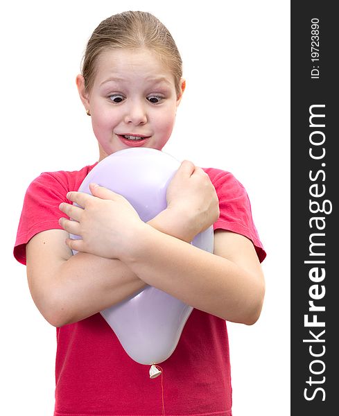 The girl with a balloon isolated