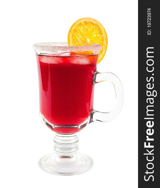 Cold Wine Cocktail Wirh Orange