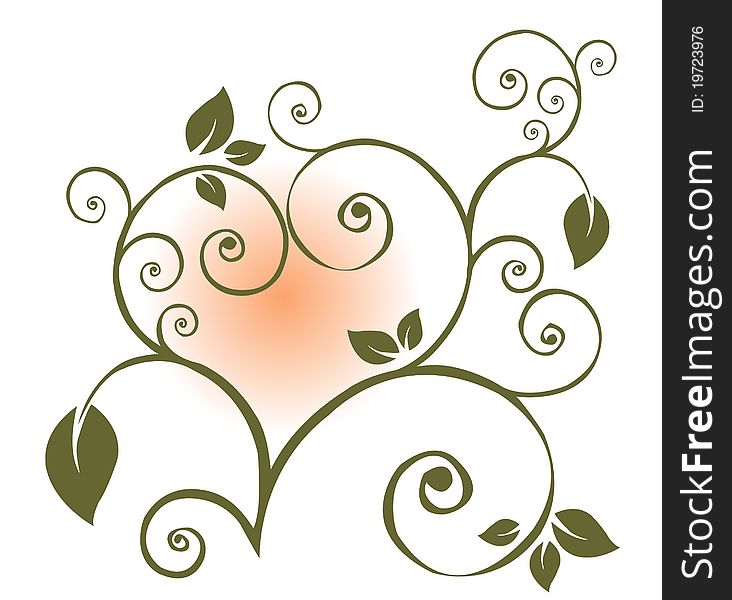 Heart of pattern with leaves illustration