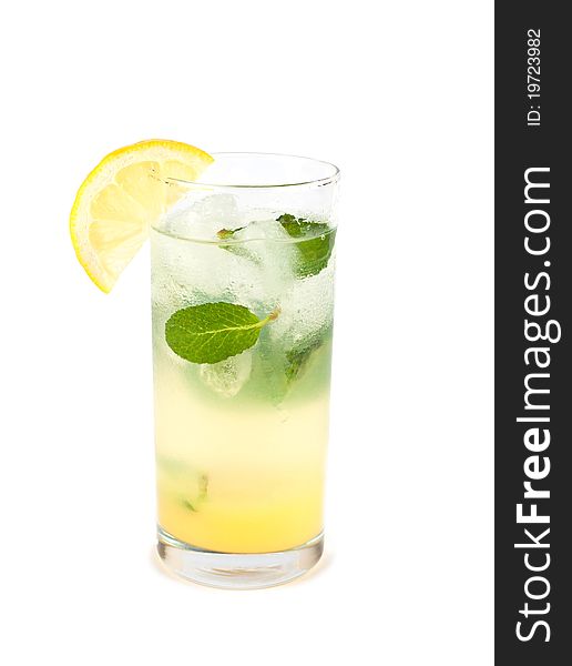 Alcohol cocktail with mint isolated. Alcohol cocktail with mint isolated