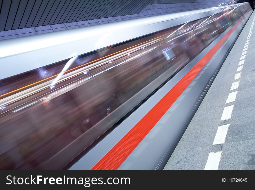 Subway station (motion blurred & colour toned image)