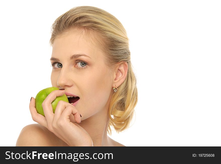 Beautiful woman with apple