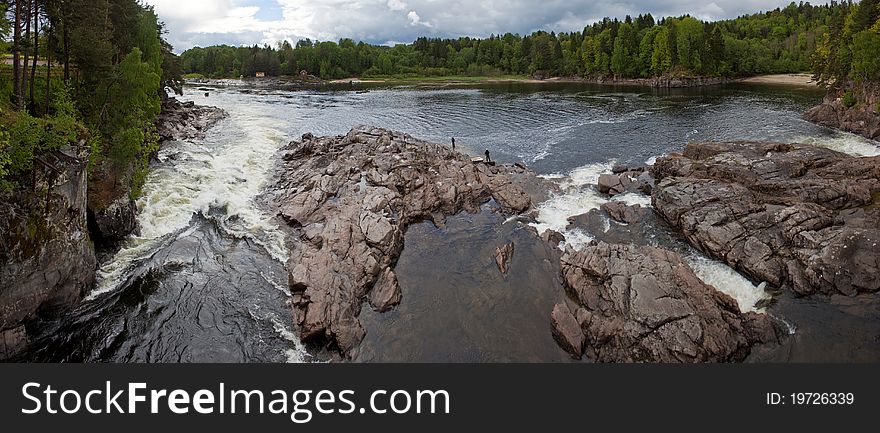 Panorama of rapids on the river Lagen, Norway. Panorama of rapids on the river Lagen, Norway
