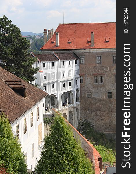 Spring season.View to world heritage castle of Cesky Krumlov. This view is on Castle.