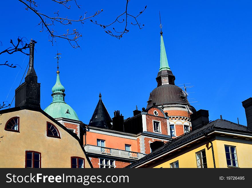 Old buildnings in the city of Stockholm. Old buildnings in the city of Stockholm