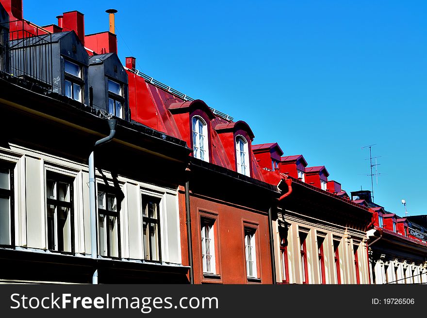 Colourful roofs in the city of Stockholm. Colourful roofs in the city of Stockholm