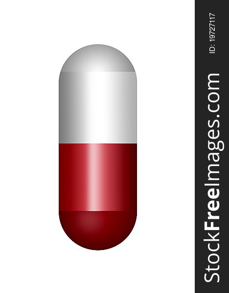 Red and white pill isolated over white background. Red and white pill isolated over white background