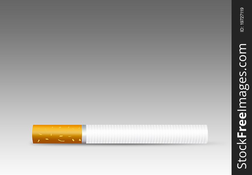 Brown and white cigarette over gray and white background