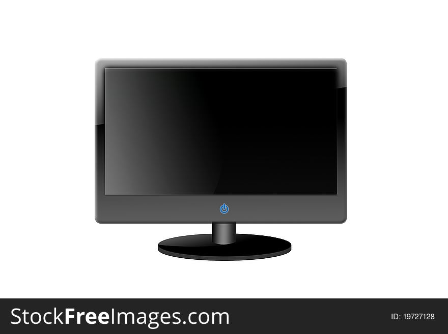 Black blank television over white background.illustration