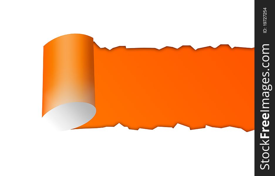 Orange torn paper over white background.illustration