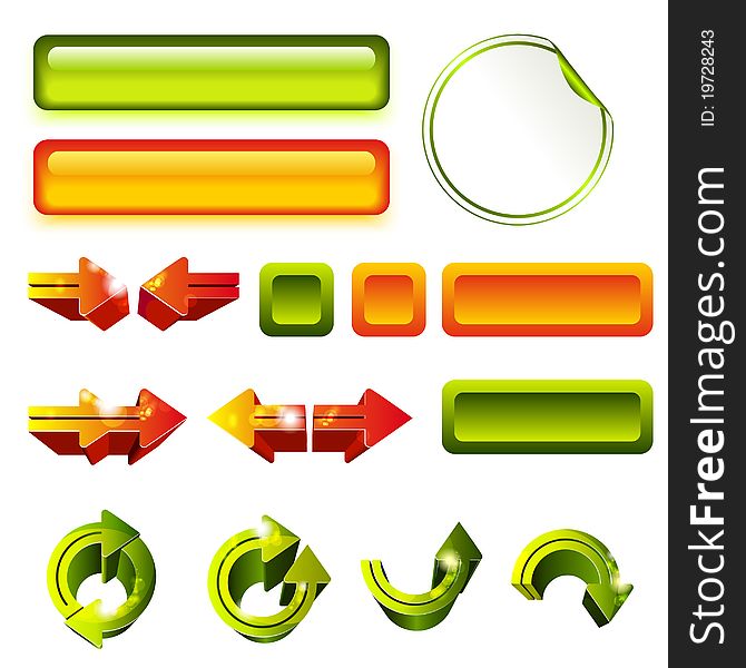 Set of green and orange elements for web-site. Set of green and orange elements for web-site