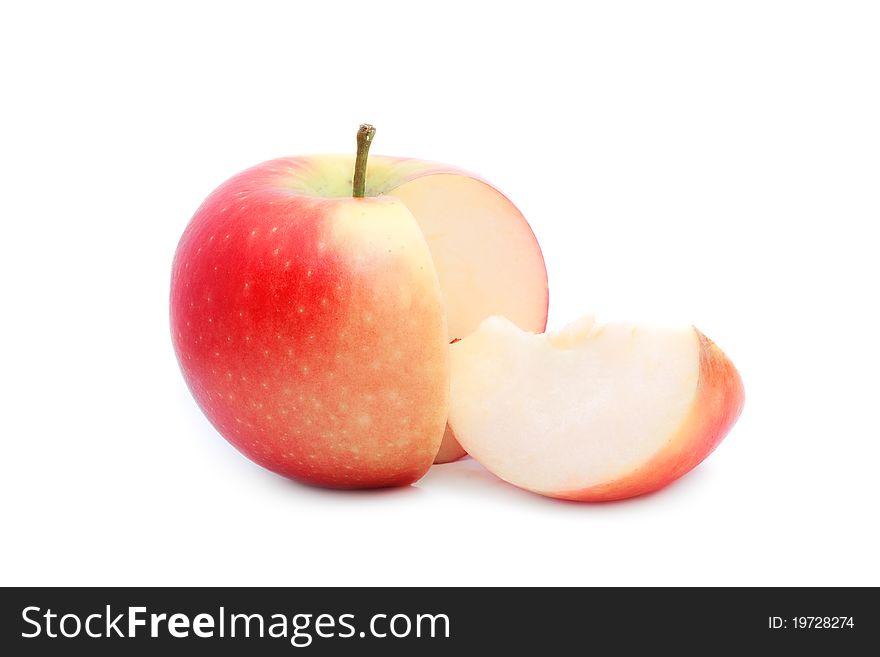 Close up shot of red sliced apple isolated on white. Close up shot of red sliced apple isolated on white
