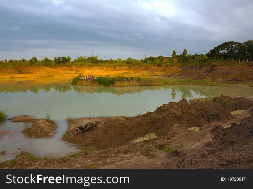 Land and a large pond on the farm in Thailand. Land and a large pond on the farm in Thailand.