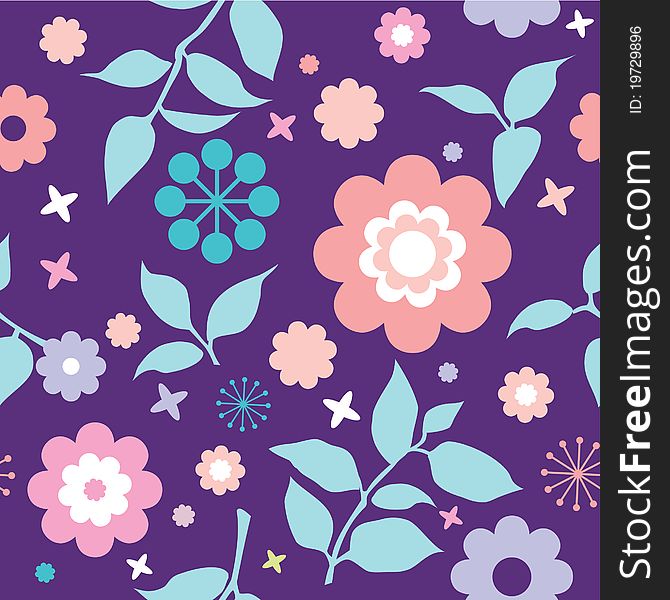 Colorfull seamless floral pattern with decorative flowers